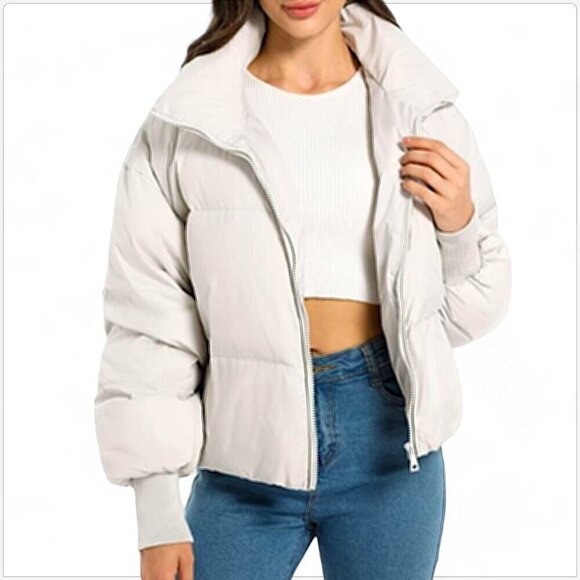 Orolay Womens Winter Oversized Short Down Jacket Crop Zip Puffer Coat NWT New XS - Picture 2 of 7